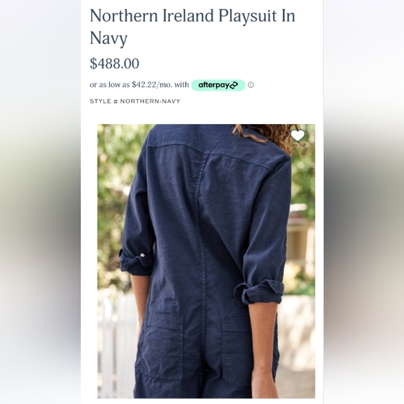 Frank & Eileen Northern Ireland Playsuit in Navy size Large - Picture 3 of 5